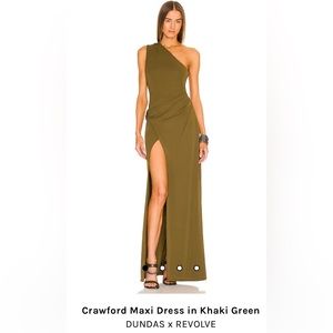 Dundas x Revolve olive green dress